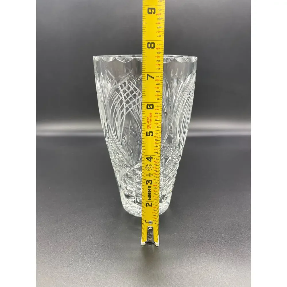 Vintage Crystal Heavy Thick Cut Glass Flower Vase 7.5
